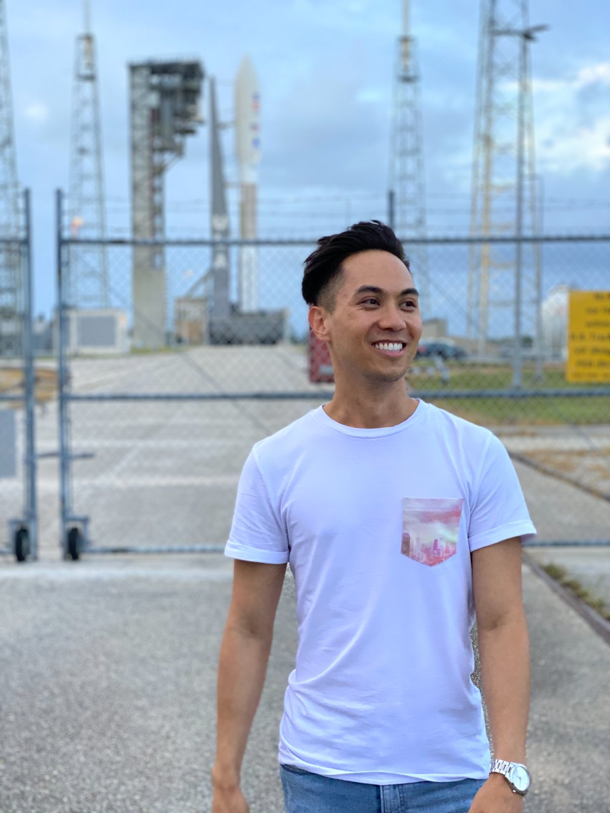 Gregory Villar at a rocket launch pad